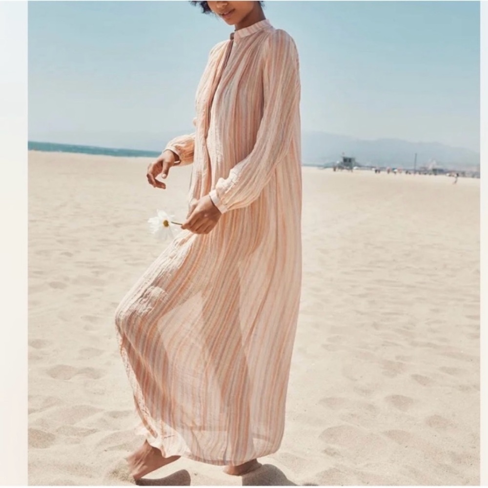 Christy Dawn Riley Maxi Coverup Dress In Salmon Stripe
